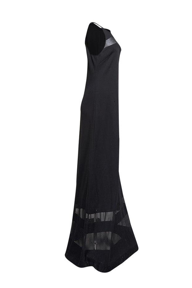 St. John - Black Knit Sleeveless Maxi Dress Sz 10 - Current Boutique