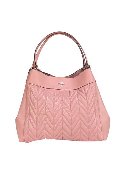 Coach - Petal Pink Leather Chevron Quilted Shoulder Bag - Current Boutique