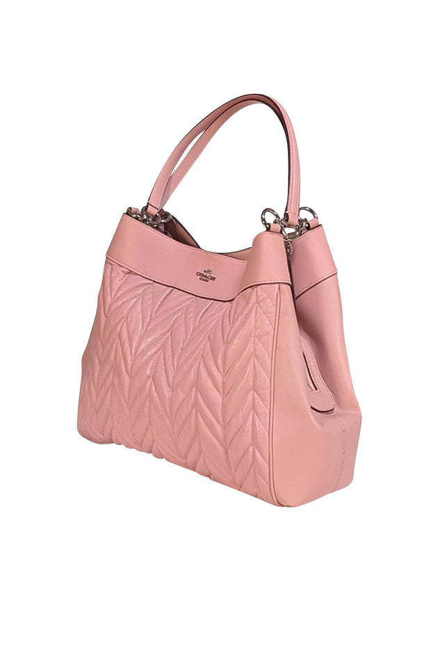 Coach - Petal Pink Leather Chevron Quilted Shoulder Bag - Current Boutique