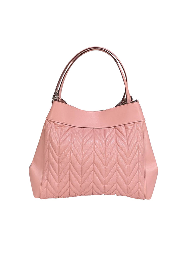 Coach - Petal Pink Leather Chevron Quilted Shoulder Bag - Current Boutique
