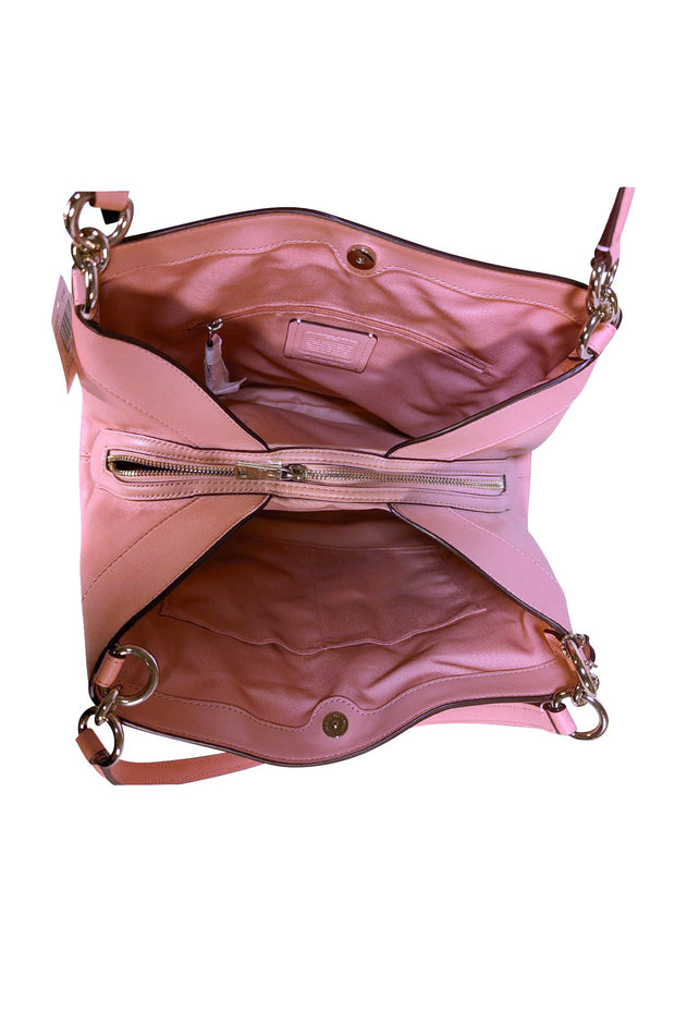 Coach - Petal Pink Leather Chevron Quilted Shoulder Bag - Current Boutique