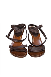 Chanel - Brown Leather Strappy Sandal Heels Sz 8 - Current Boutique