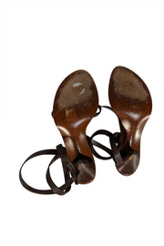 Chanel - Brown Leather Strappy Sandal Heels Sz 8 - Current Boutique