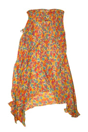 Marni - Lime Green Multi Dot Asymmetrical Skirt Sz 6