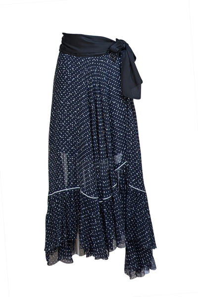 Sacai - Navy Blue Polka Dot Layered Skirt Sz XS