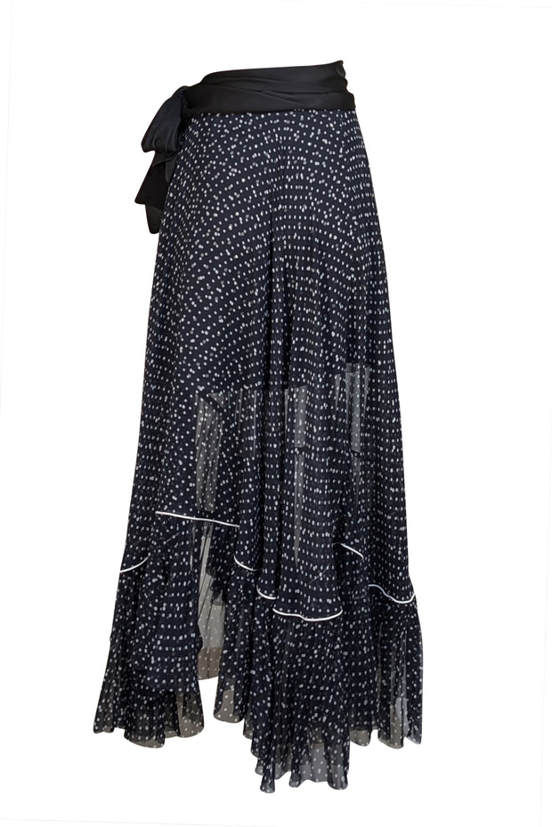 Sacai - Navy Blue Polka Dot Layered Skirt Sz XS
