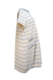 Tuckernuck - Ivory & Blue Stripe Tweed Short Sleeve Shift Dress Sz XL