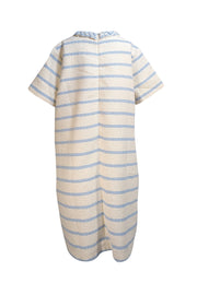 Tuckernuck - Ivory & Blue Stripe Tweed Short Sleeve Shift Dress Sz XL