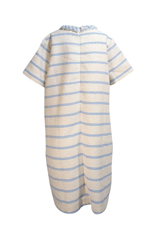 Tuckernuck - Ivory & Blue Stripe Tweed Short Sleeve Shift Dress Sz XL