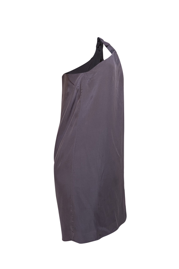 Nomia - Grey Braided One Shoulder Silk Mini Dress Sz 4