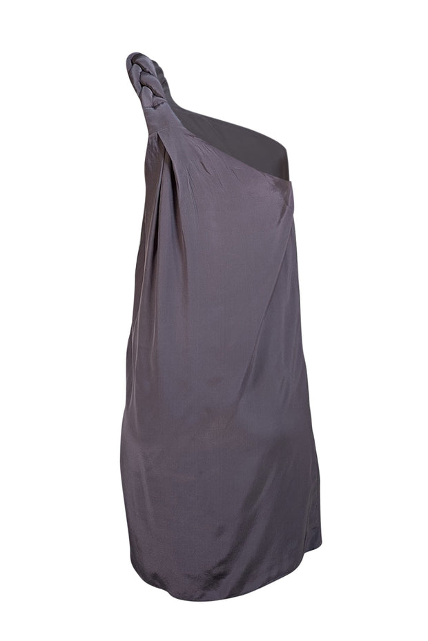 Nomia - Grey Braided One Shoulder Silk Mini Dress Sz 4