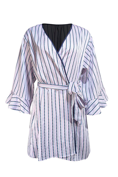 Kate Spade - White, Navy, Pink, & Lavender Print Wrap Dress Sz 6