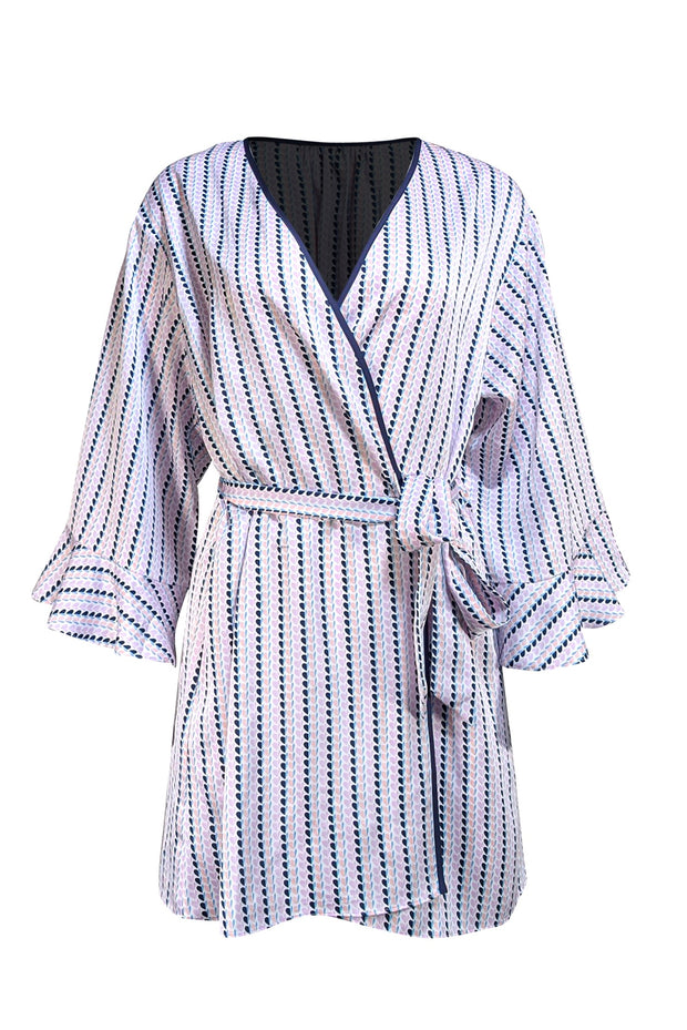 Kate Spade - White, Navy, Pink, & Lavender Print Wrap Dress Sz 6