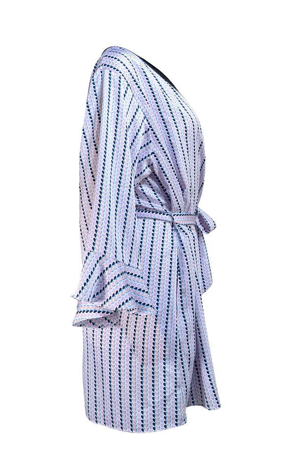 Kate Spade - White, Navy, Pink, & Lavender Print Wrap Dress Sz 6
