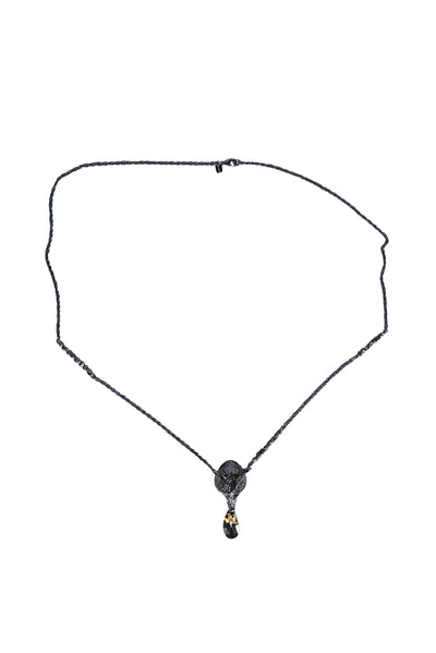 Alexis Bittar - Gunmetal Jewel Encrusted Fox Head Pendant Necklace - Current Boutique