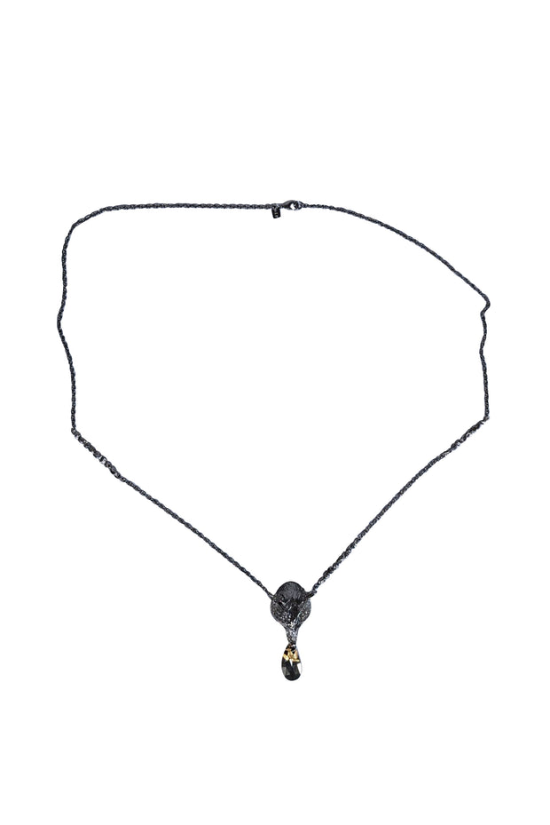 Alexis Bittar - Gunmetal Jewel Encrusted Fox Head Pendant Necklace - Current Boutique