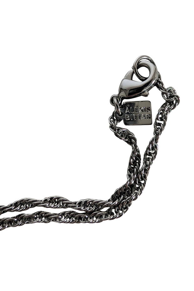 Alexis Bittar - Gunmetal Jewel Encrusted Fox Head Pendant Necklace - Current Boutique