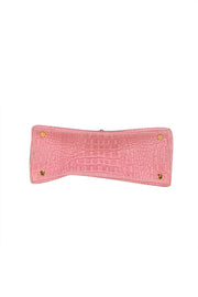 Sandra J. - Pink Croc Embossed Genuine Leather Satchel Bag - Current Boutique