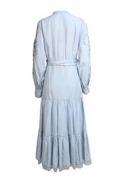 Kobi Halperin - Light Blue Button Front Tie Detail "Maylie" Dress Sz L - Current Boutique
