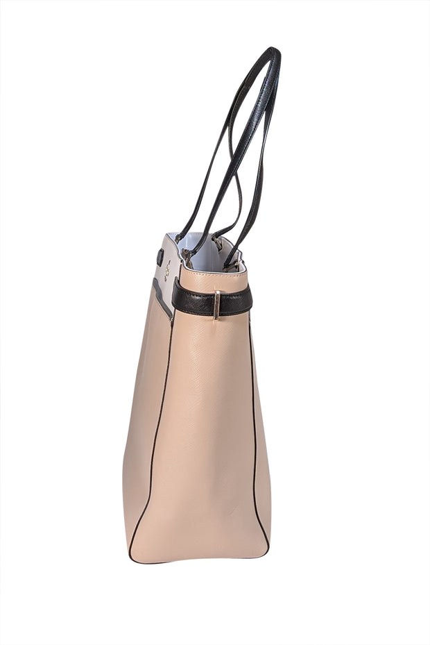 Kate Spade - Beige, White, & Black Color-Block Tote Bag - Current Boutique