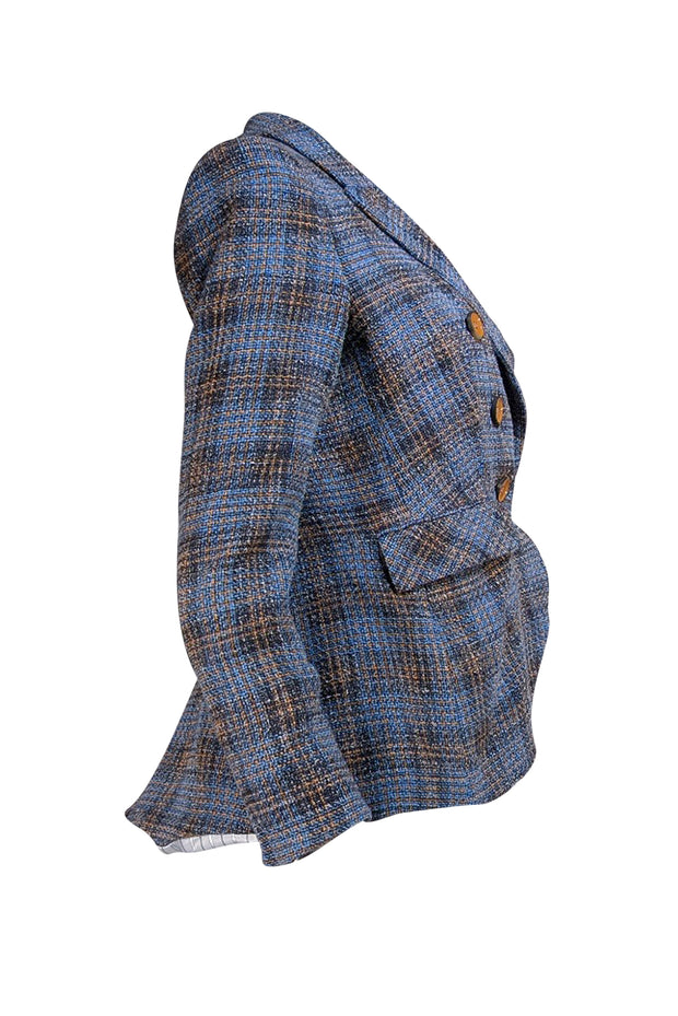 Veronica Beard - Blue, Navy, & Orange Plaid Blazer Sz 8 - Current Boutique