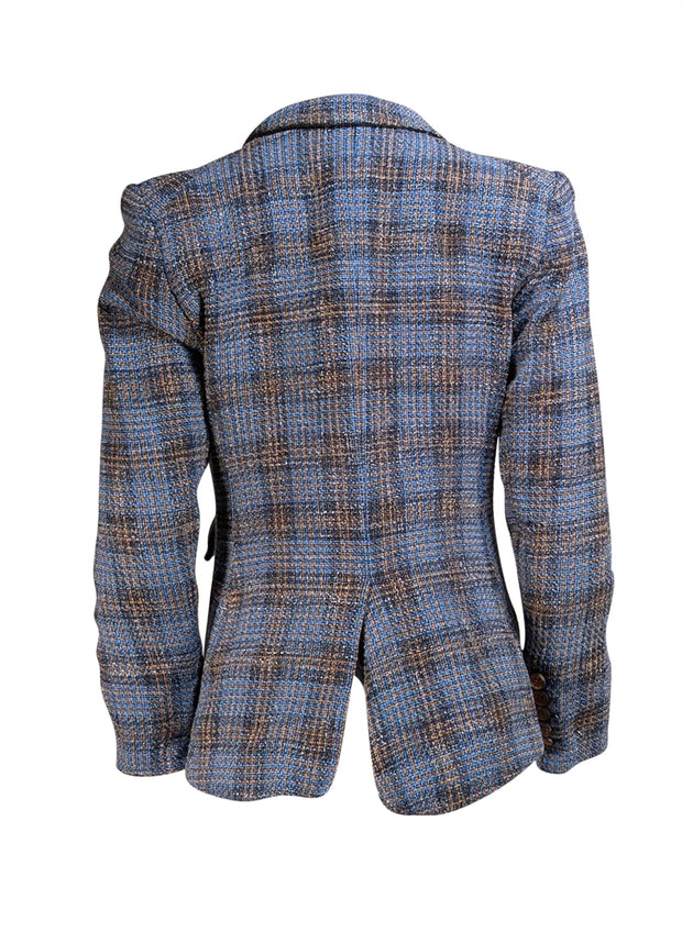 Veronica Beard - Blue, Navy, & Orange Plaid Blazer Sz 8 - Current Boutique