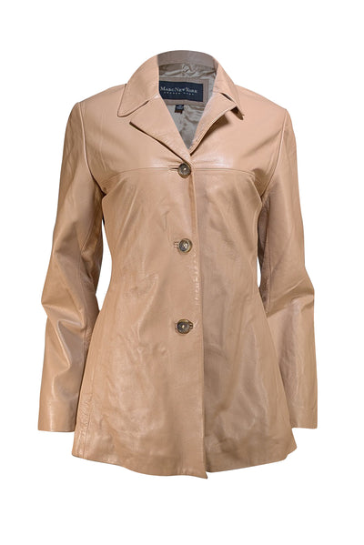 Andrew Marc - Beige Leather Button Front Jacket Sz M
