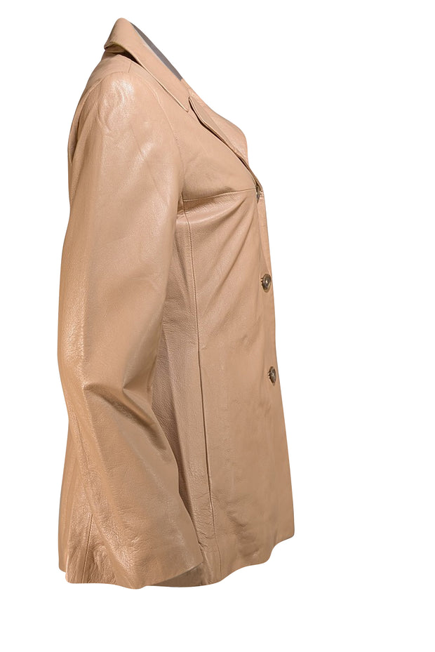 Andrew Marc - Beige Leather Button Front Jacket Sz M