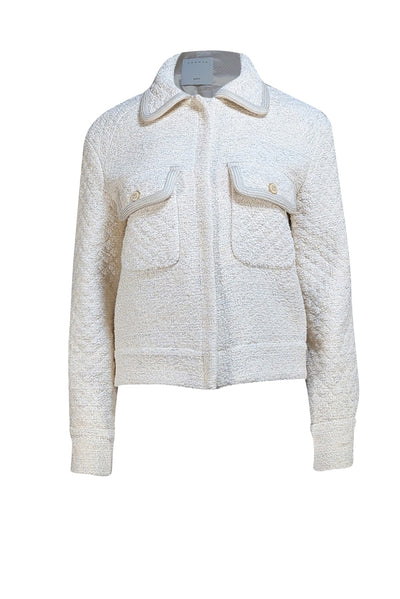 Sandro - Cream & Silver Boucle Jacket Sz 4 - Current Boutique