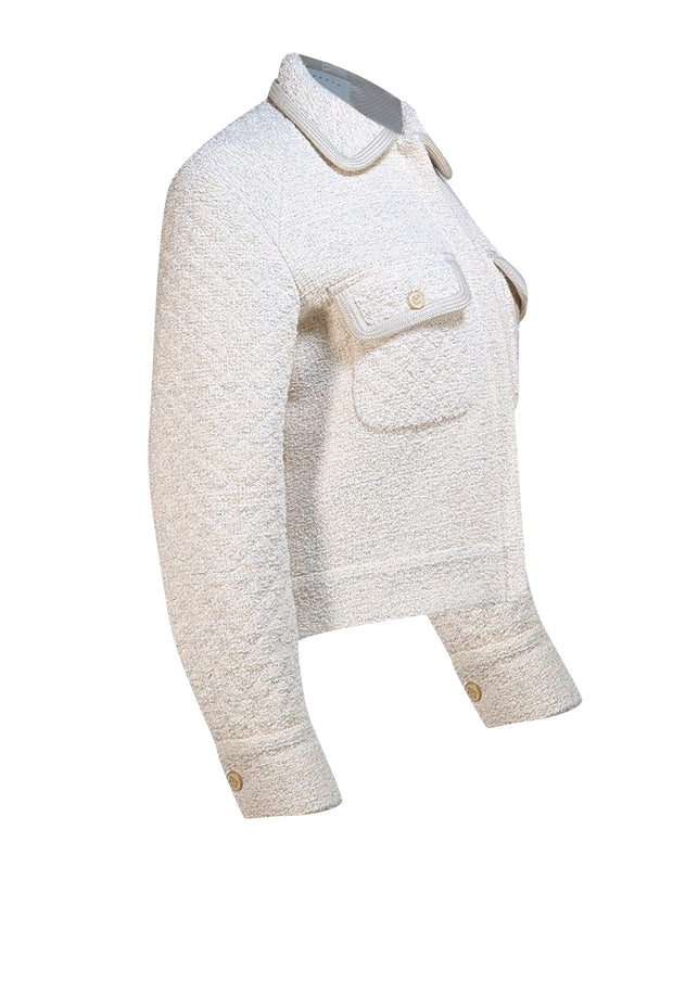Sandro - Cream & Silver Boucle Jacket Sz 4 - Current Boutique