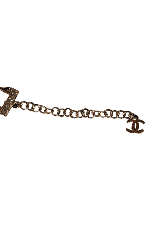 Chanel - Rhinestone Trim Logo Choker Necklace - Current Boutique