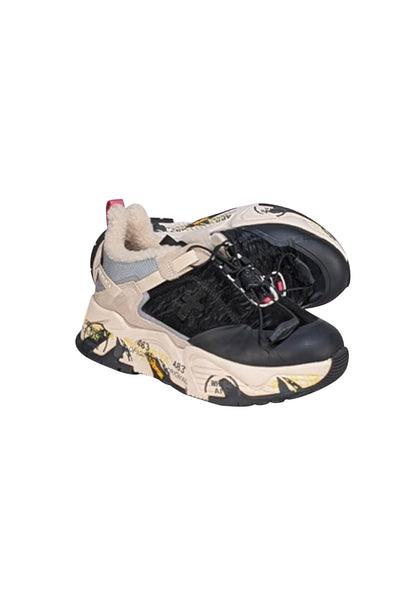 Premiata - Black, Grey, & Pink Shearling Lined Sneakers Sz 6 - Current Boutique
