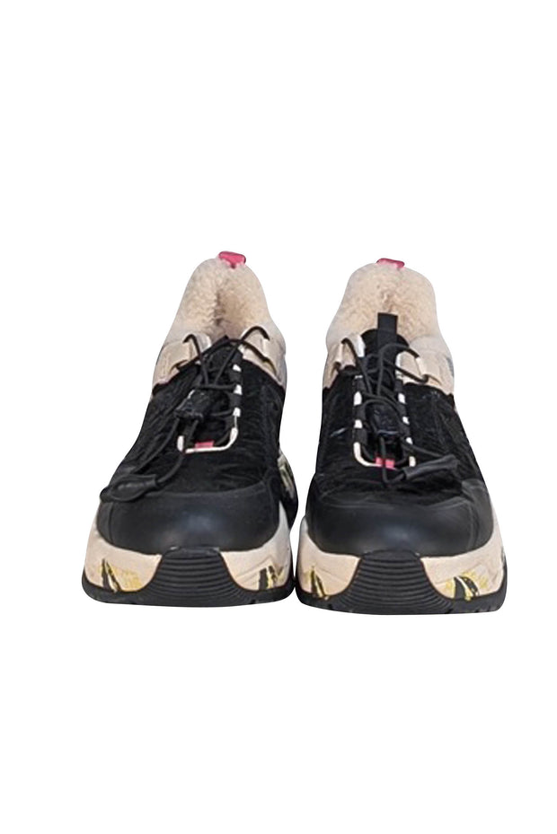 Premiata - Black, Grey, & Pink Shearling Lined Sneakers Sz 6 - Current Boutique