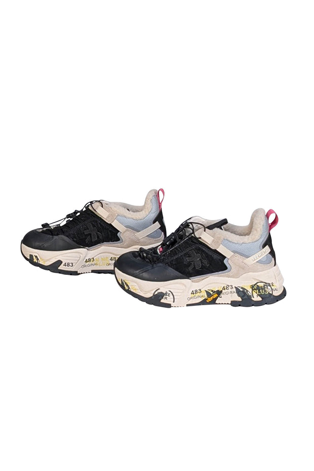 Premiata - Black, Grey, & Pink Shearling Lined Sneakers Sz 6 - Current Boutique