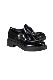 Prada - Black Leather Low Platform Loafers Sz 8 - Current Boutique