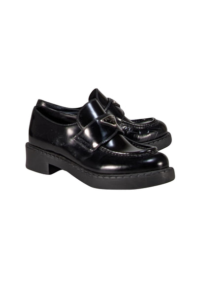 Prada - Black Leather Low Platform Loafers Sz 8