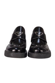 Prada - Black Leather Low Platform Loafers Sz 8 - Current Boutique