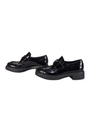 Prada - Black Leather Low Platform Loafers Sz 8 - Current Boutique