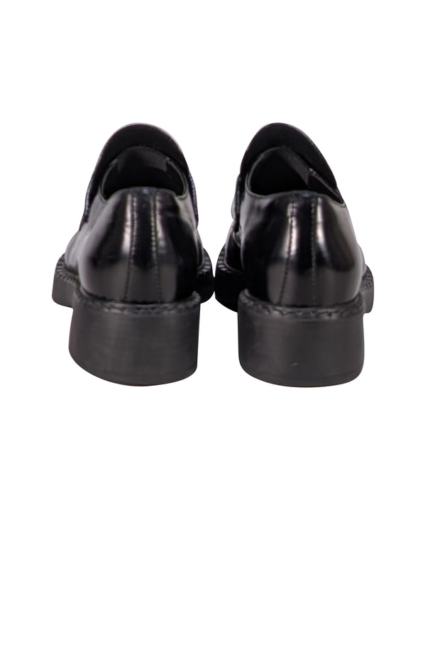 Prada - Black Leather Low Platform Loafers Sz 8 - Current Boutique