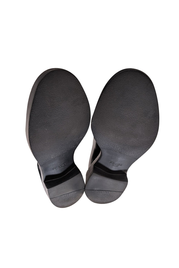 Prada - Black Leather Low Platform Loafers Sz 8 - Current Boutique