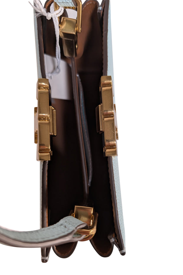 Tory Burch - Mint Blue Pebbled Leather Eleanor Satchel Bag - Current Boutique