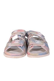 Chanel - Pink, Blue, & Green Pastel Tie Dye Dad Strappy Sandals Sz 6.5 - Current Boutique