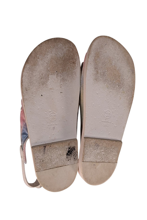 Chanel - Pink, Blue, & Green Pastel Tie Dye Dad Strappy Sandals Sz 6.5 - Current Boutique
