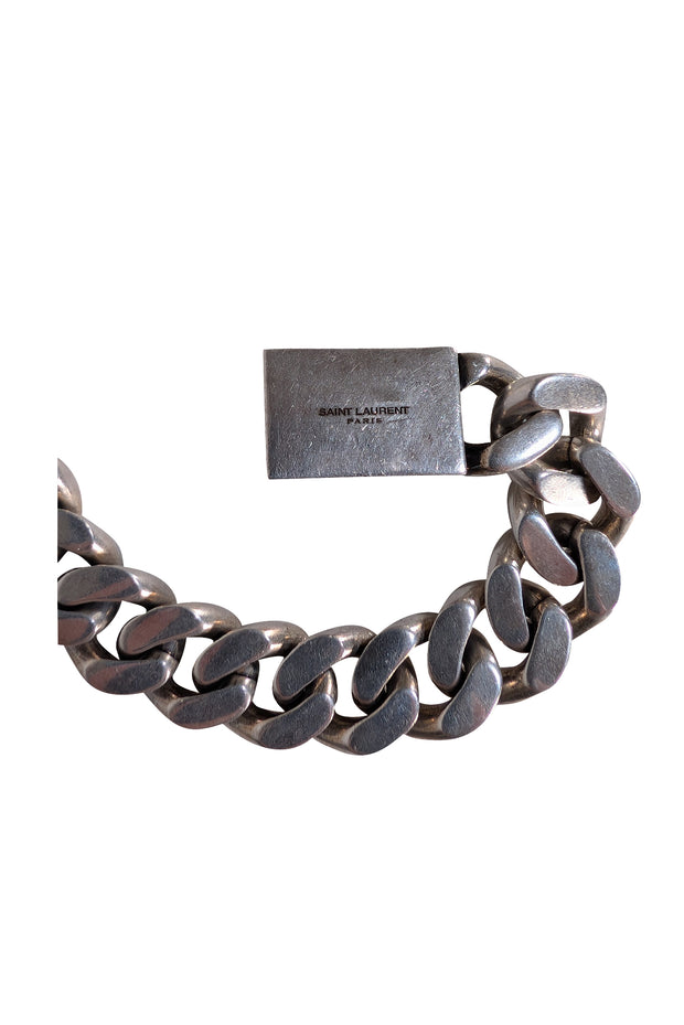 Yves Saint Laurent - Silver Cuban Link Style Necklace - Current Boutique