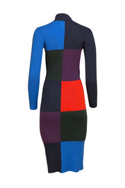 Tory Burch - Black, Blue, Red, & Purple Color Block Ribbed Knit Dress Sz S - Current Boutique