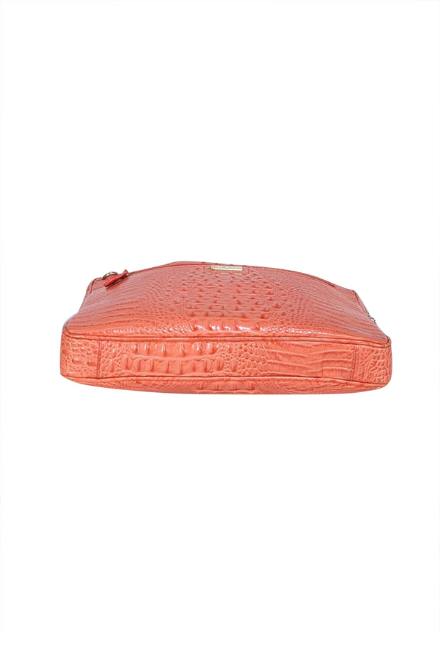 Brahmin - Coral Croc Embossed Leather Satchel Briefcase - Current Boutique