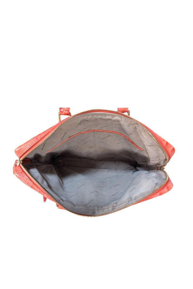 Brahmin - Coral Croc Embossed Leather Satchel Briefcase - Current Boutique