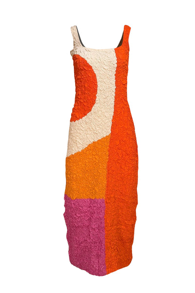 Mara Hoffman - Orange, Cream, & Pink Sloan Textured Midi Dress Sz S - Current Boutique
