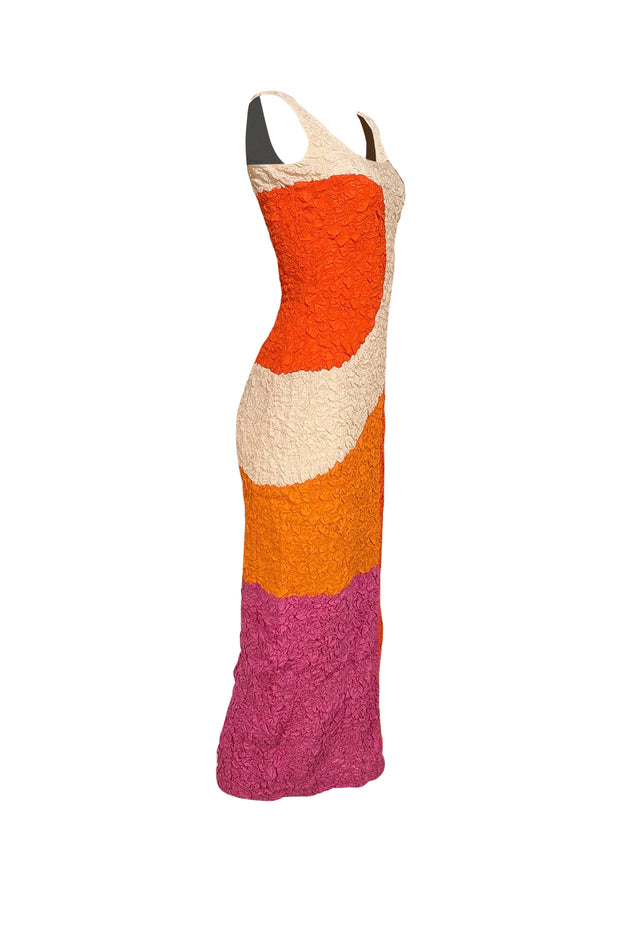 Mara Hoffman - Orange, Cream, & Pink Sloan Textured Midi Dress Sz S - Current Boutique