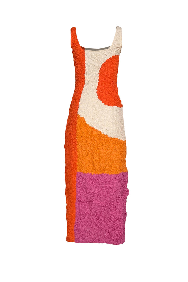 Mara Hoffman - Orange, Cream, & Pink Sloan Textured Midi Dress Sz S - Current Boutique